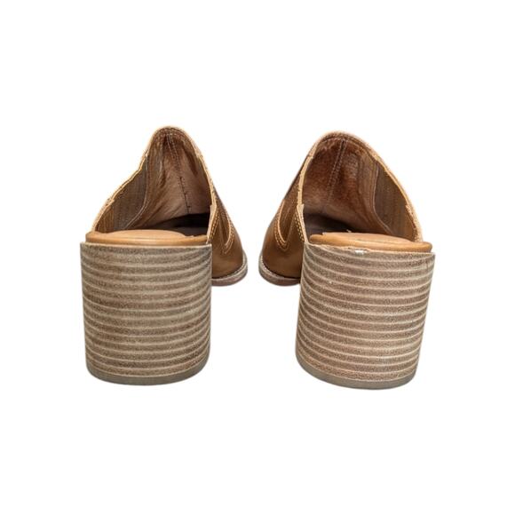 Madewell Carey Mule Leather Brown Tan Womens 8.5 Slip On Heels Twee Preppy Shoes - Picture 4 of 7